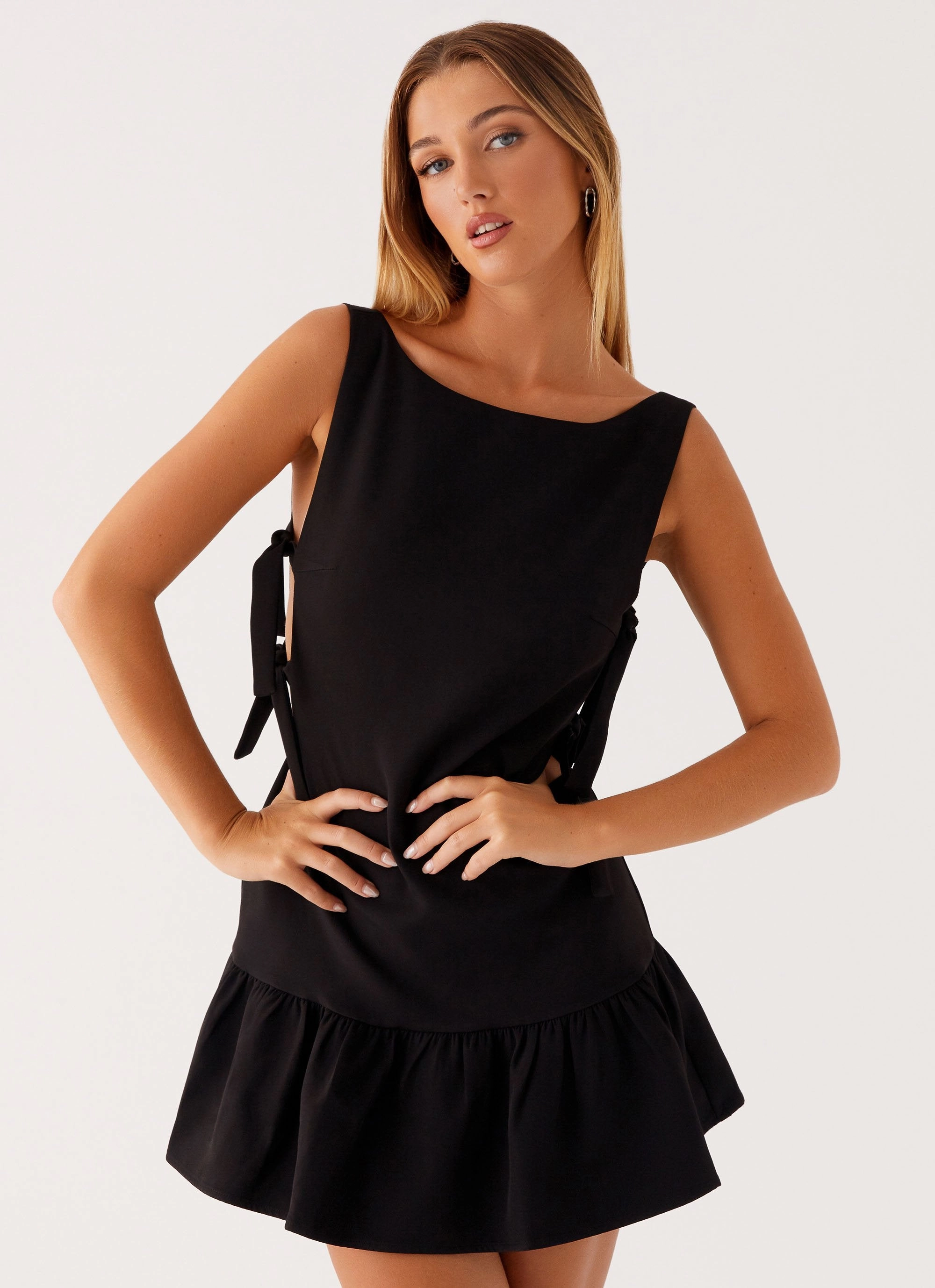 Trendy pick Formal-look Roux Mini Dress - Black