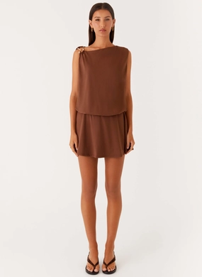 Ala Mini Dress - Chocolate Smile Glow Comfortable Shape