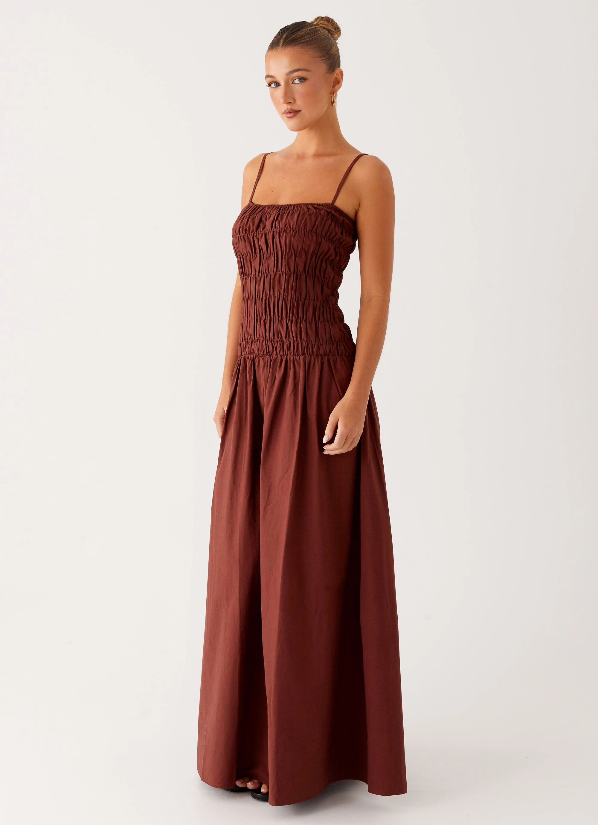 Playful-Detail Feminine full-length gown Brooke Maxi Dress - Chocolate