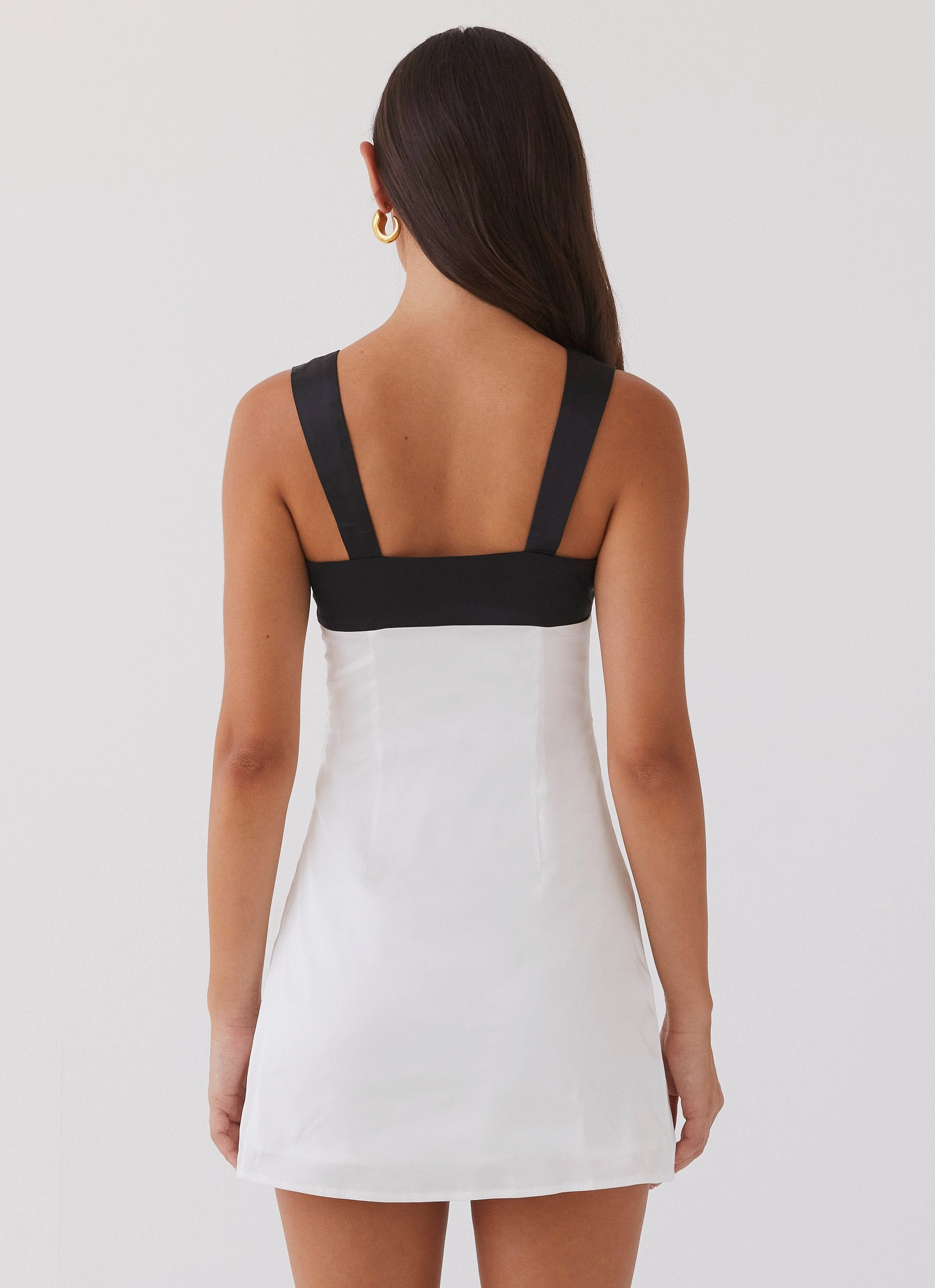 Odette Satin Mini Dress - Noir Pearl Hidden Pocket Classic Flow