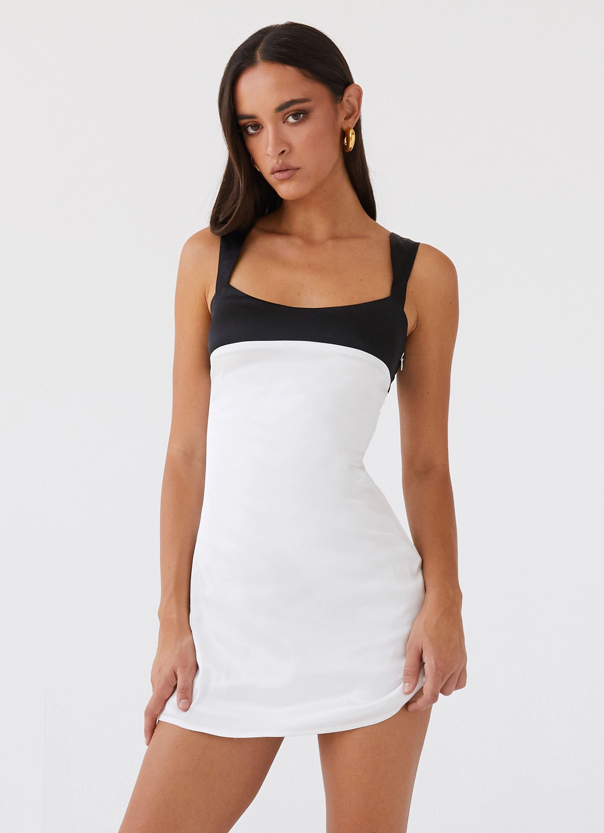 Odette Satin Mini Dress - Noir Pearl Ready Anytime