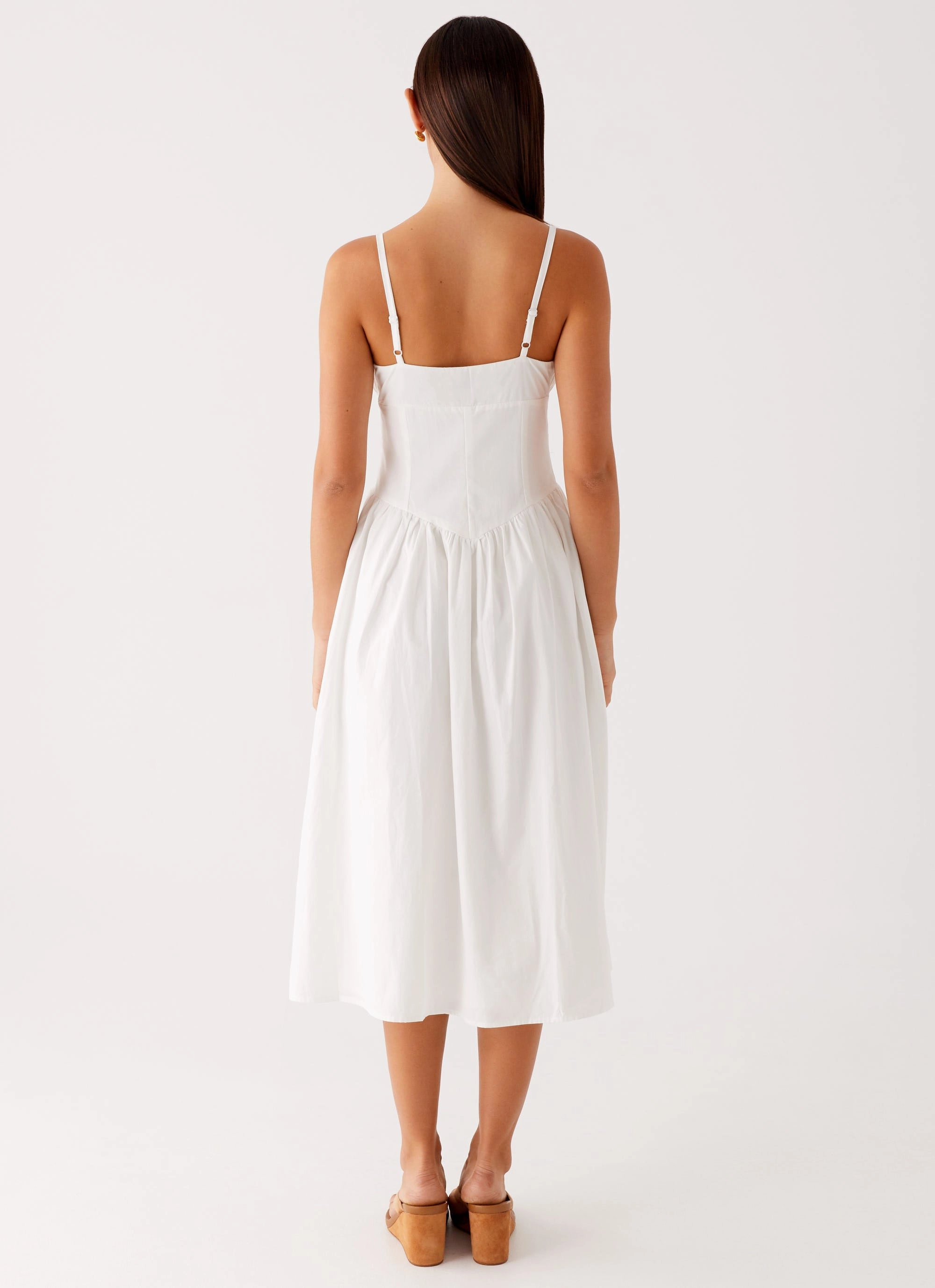 Phillipa Midi Dress - White BreathableLining Beach Moment