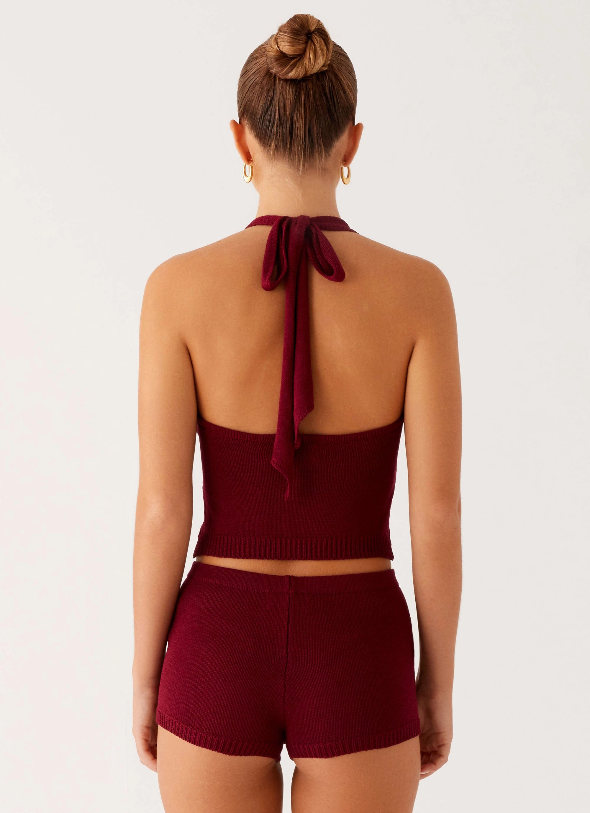 NonIrritatingSeams Tagless Comfort Collar Miffy Crochet Top - Maroon