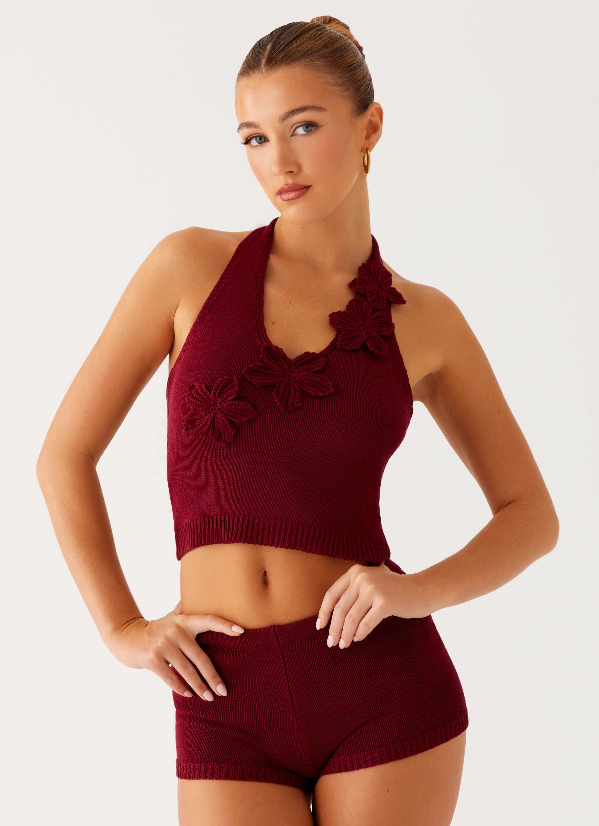 FlexFoamInserts Sporty Style Miffy Crochet Top - Maroon