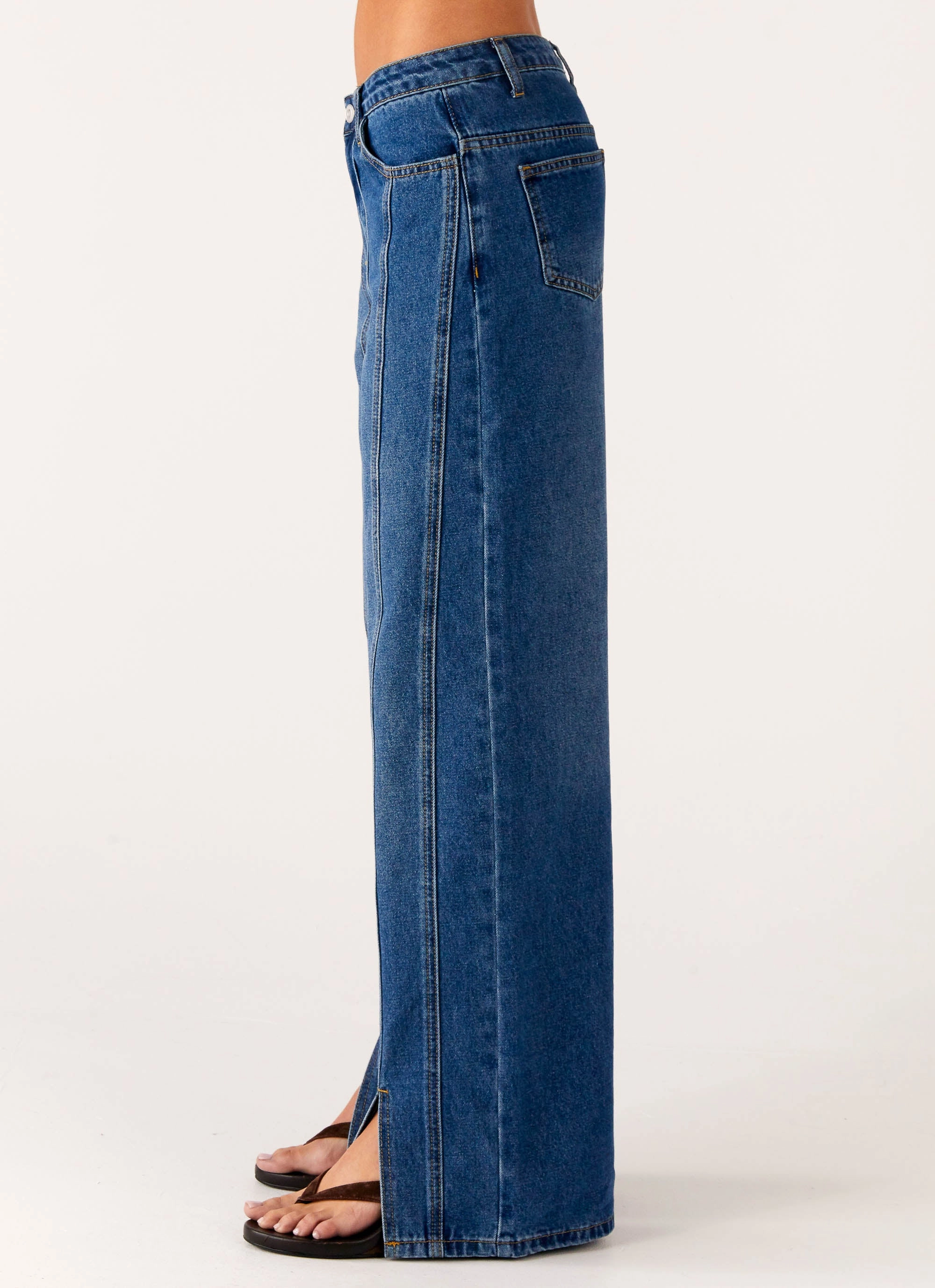 Grayson Straight Leg Jeans - Denim Blue Rubberized Hem