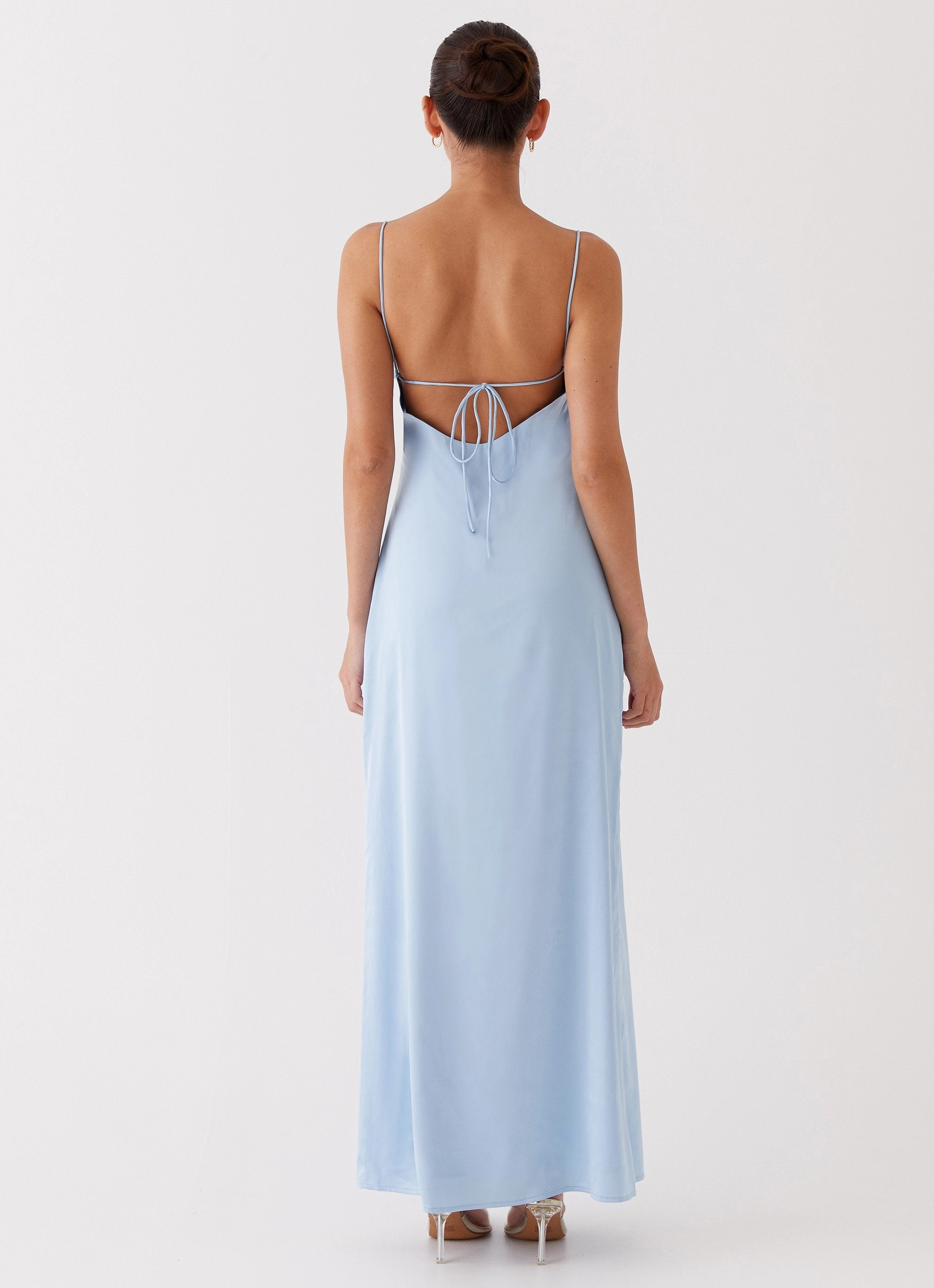 Sophisticated Layers Dream Sight Lace Satin Maxi Dress - Ice Blue