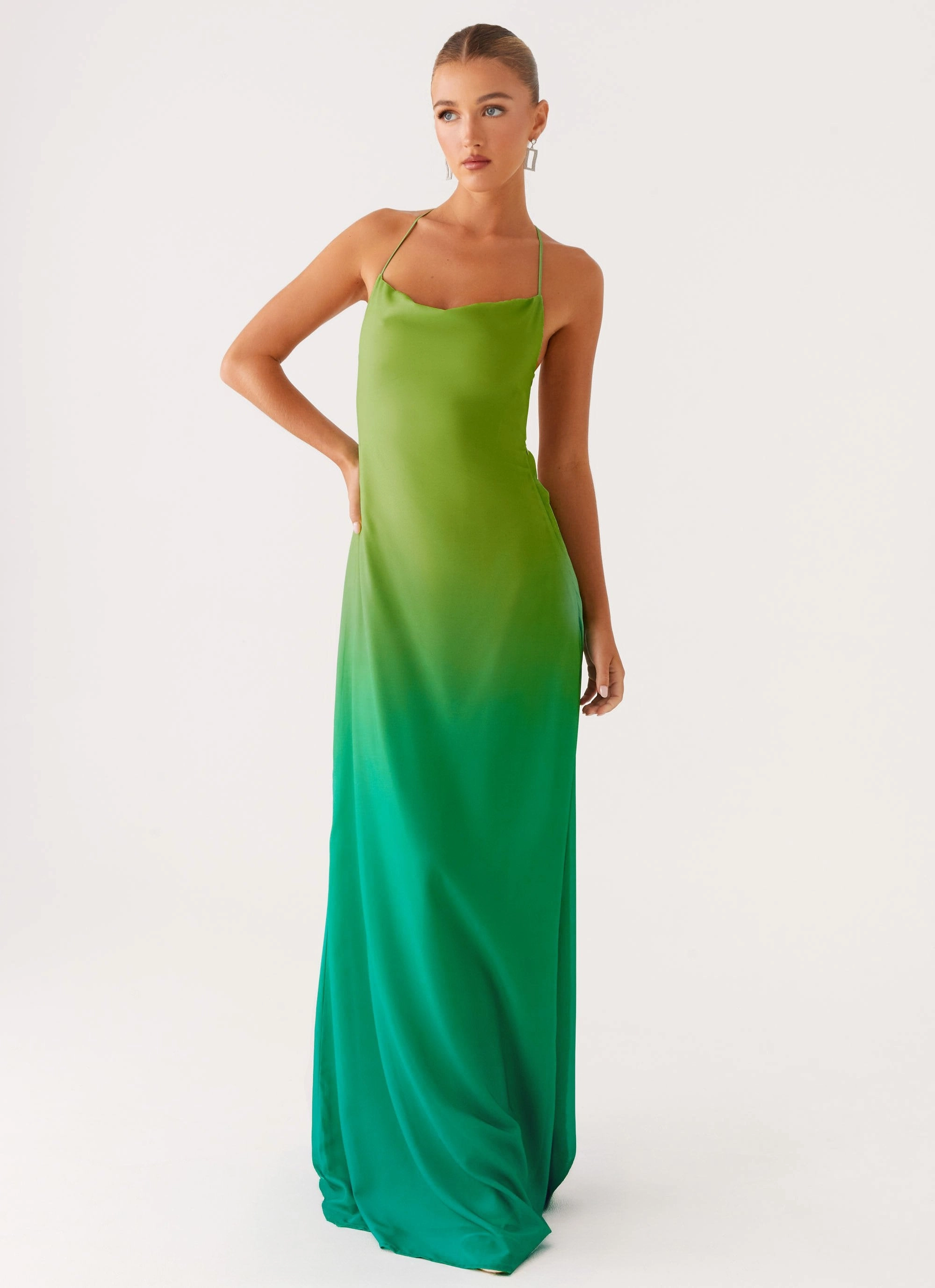 Opposites Attract Maxi Dress - Green Ombre Feminine Touch Wardrobe-Staple