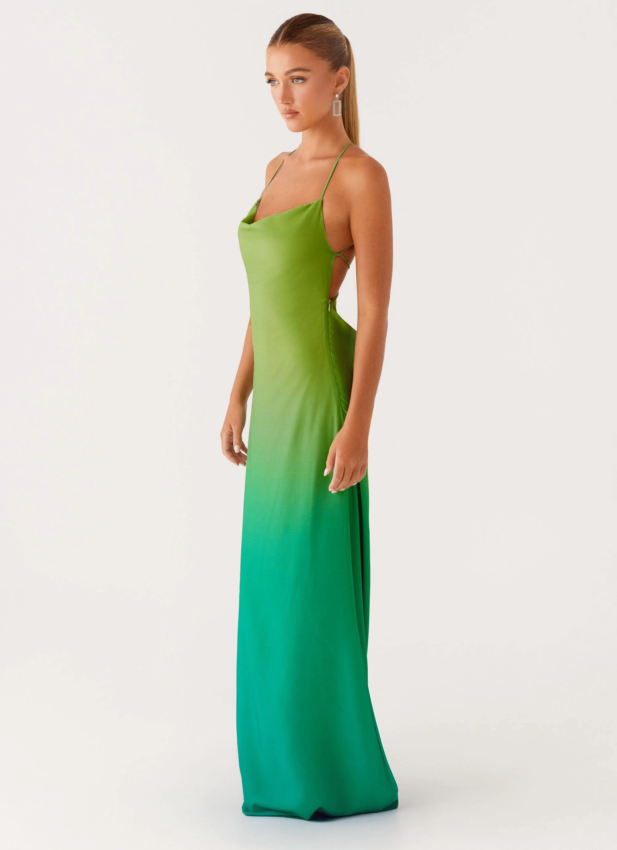 Opposites Attract Maxi Dress - Green Ombre Sleek Look