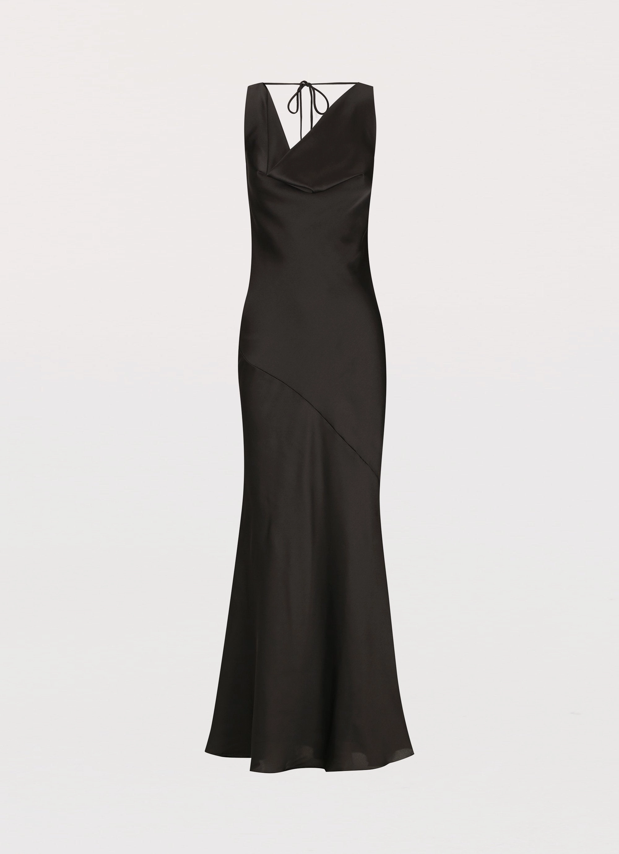 Be Mine Satin Maxi Dress - Black Form Fit