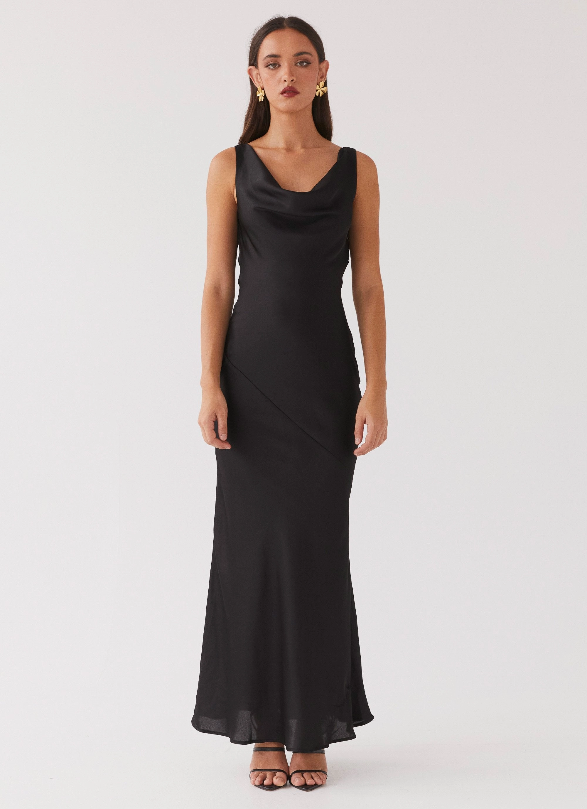 Texture Style Be Mine Satin Maxi Dress - Black