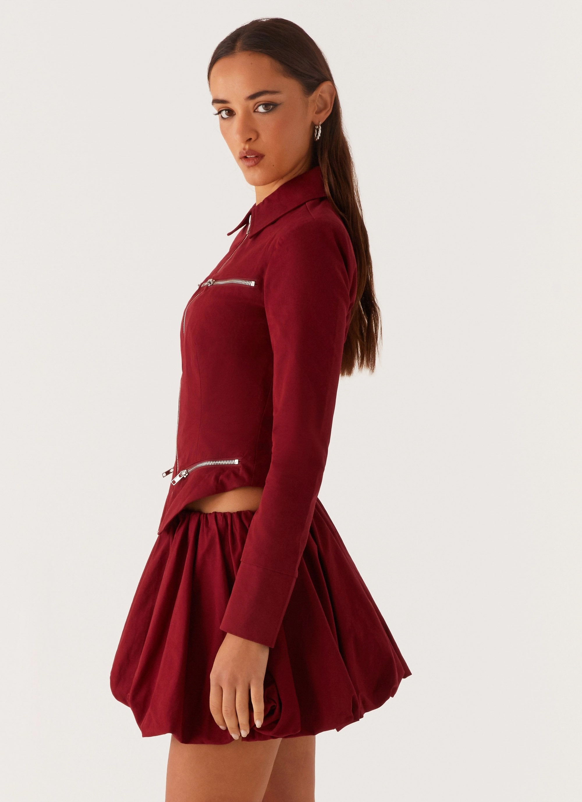 Breathable fabric Winter Staple Vesper Bubble Mini Skirt - Mulberry