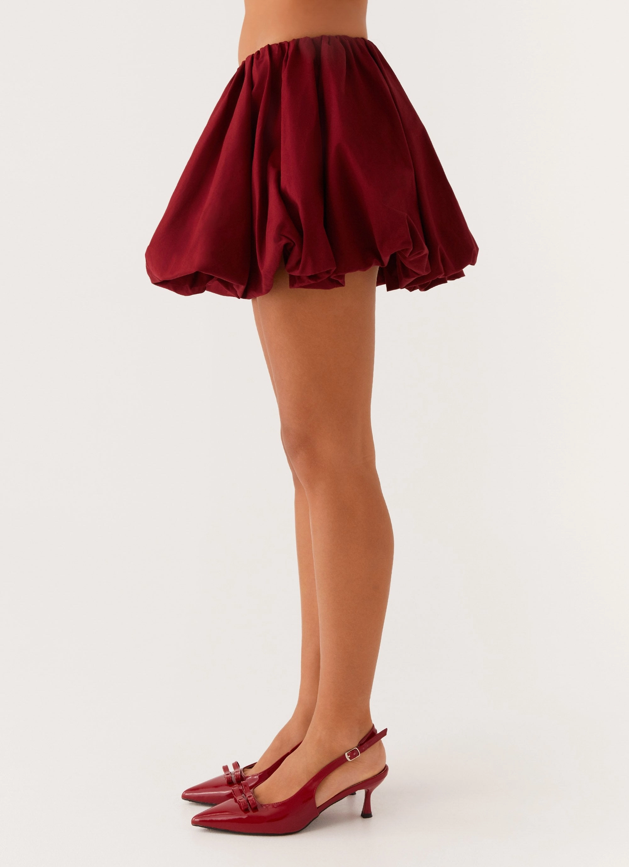 A Line Silhouette Chill Look Vesper Bubble Mini Skirt - Mulberry
