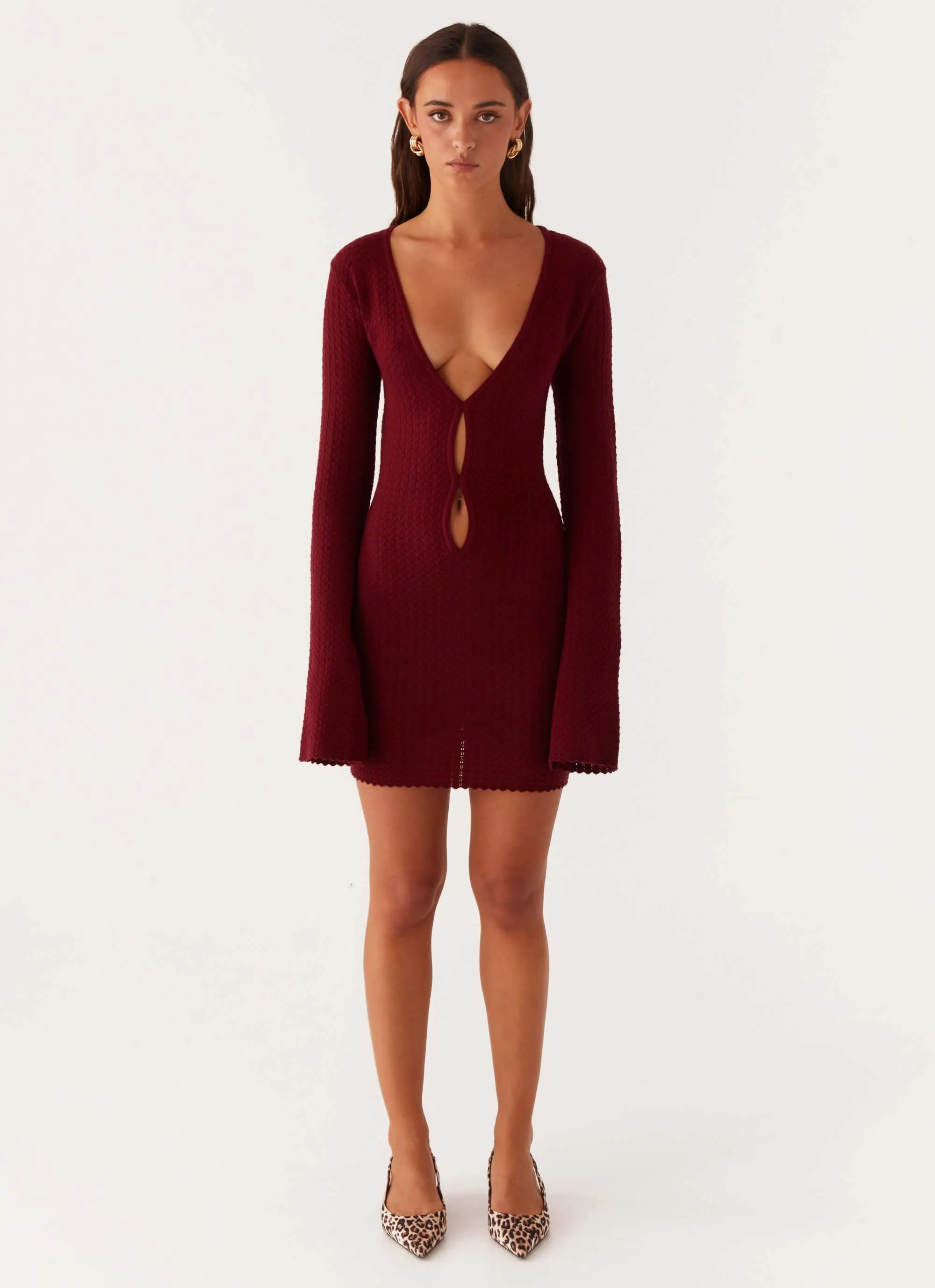 Subtle Fit Sharp Style Lavelle Knit Mini Dress - Maroon