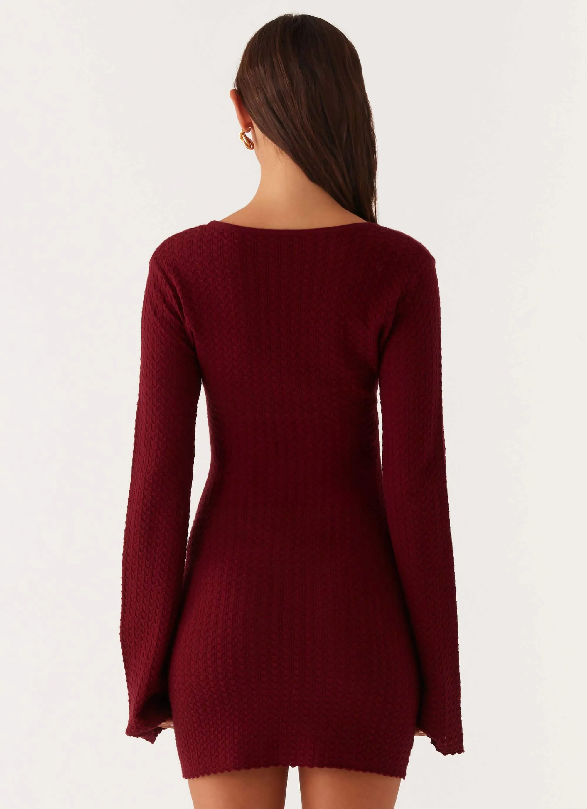 Everyday Movement Playful-Detail Lavelle Knit Mini Dress - Maroon