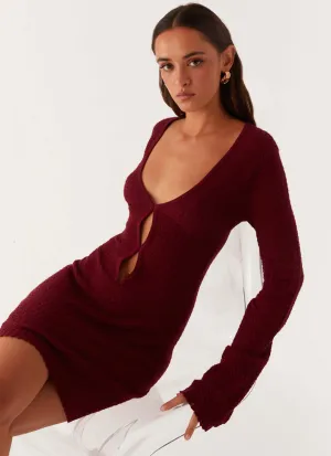 Lavelle Knit Mini Dress - Maroon Spring Flow Work Chic