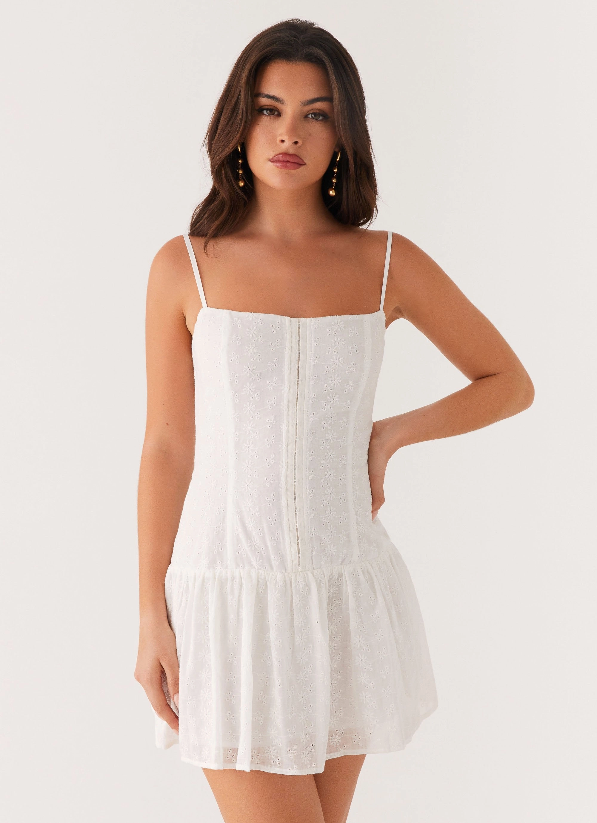 Palm Springs Mini Dress - White Office Layer Stylish Appearance