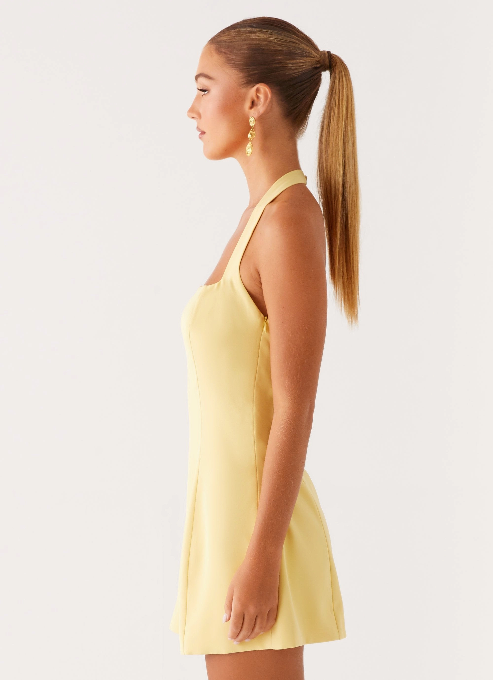 Remi Halter Mini Dress - Yellow Light Wrap