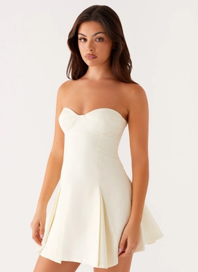 Mesh-Detail Victoria Strapless Mini Dress - Butter