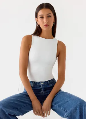 Double Layered Hem Vincenza Bodysuit - White
