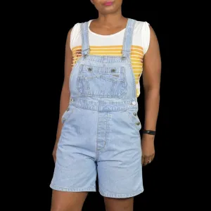 Vintage Bill Blass Bib Overalls Shorts Shortalls Blue Light Wash 90s Adjustable Size Small