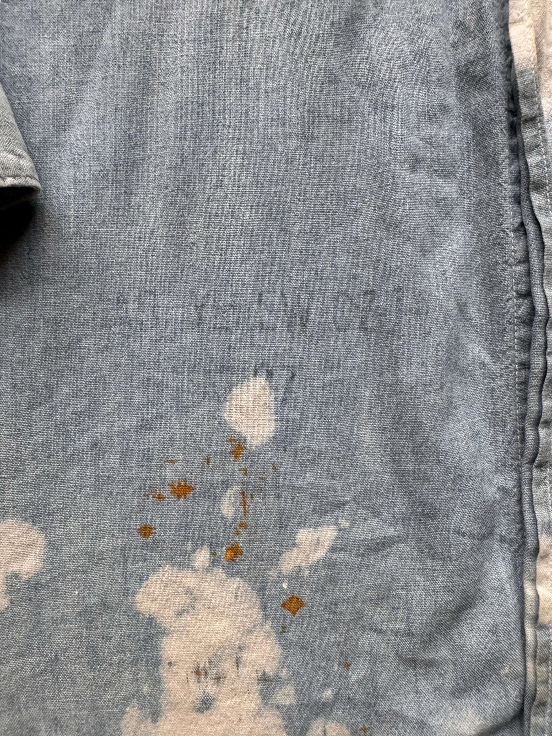 Vintage Bleach Splattered USN Chambray Shirt SZ XL