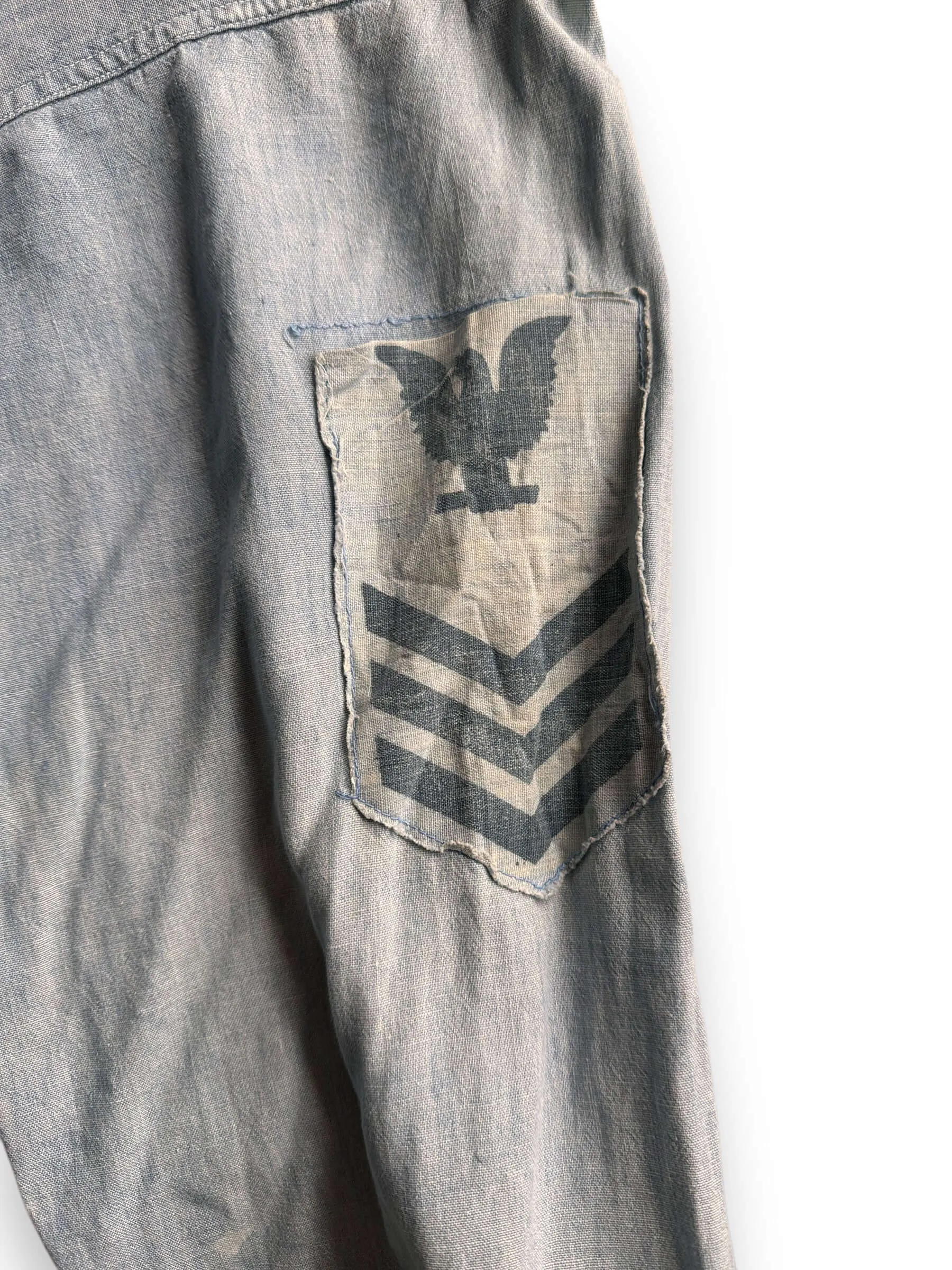 Vintage Bleach Splattered USN Chambray Shirt SZ XL