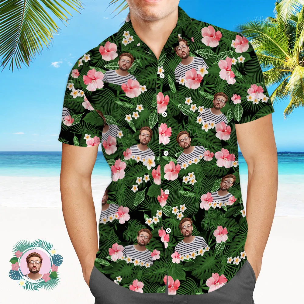 Vintage Custom Men Hawaiian Shirts With Hawaiian Style Pattern Photo Beach Shirts For Him