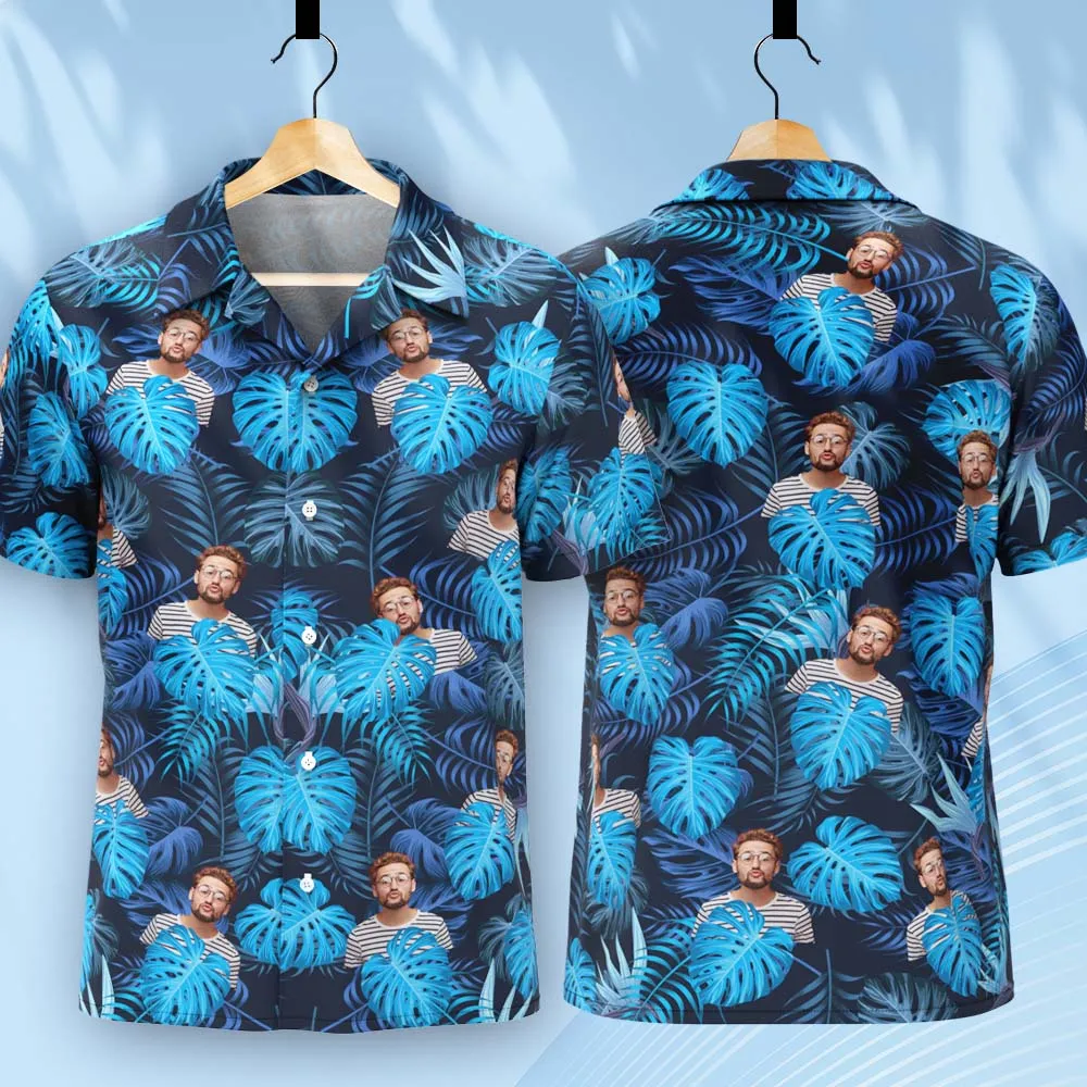 Vintage Custom Men Hawaiian Shirts With Hawaiian Style Pattern Photo Beach Shirts For Him