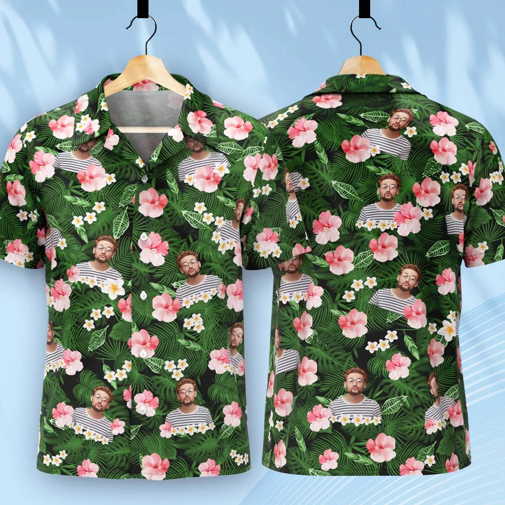 Vintage Custom Men Hawaiian Shirts With Hawaiian Style Pattern Photo Beach Shirts For Him
