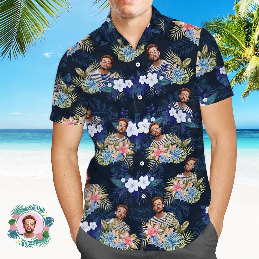 Vintage Custom Men Hawaiian Shirts With Hawaiian Style Pattern Photo Beach Shirts For Him
