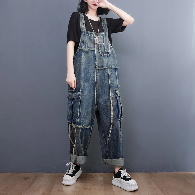 Vintage Denim Baggy Overalls