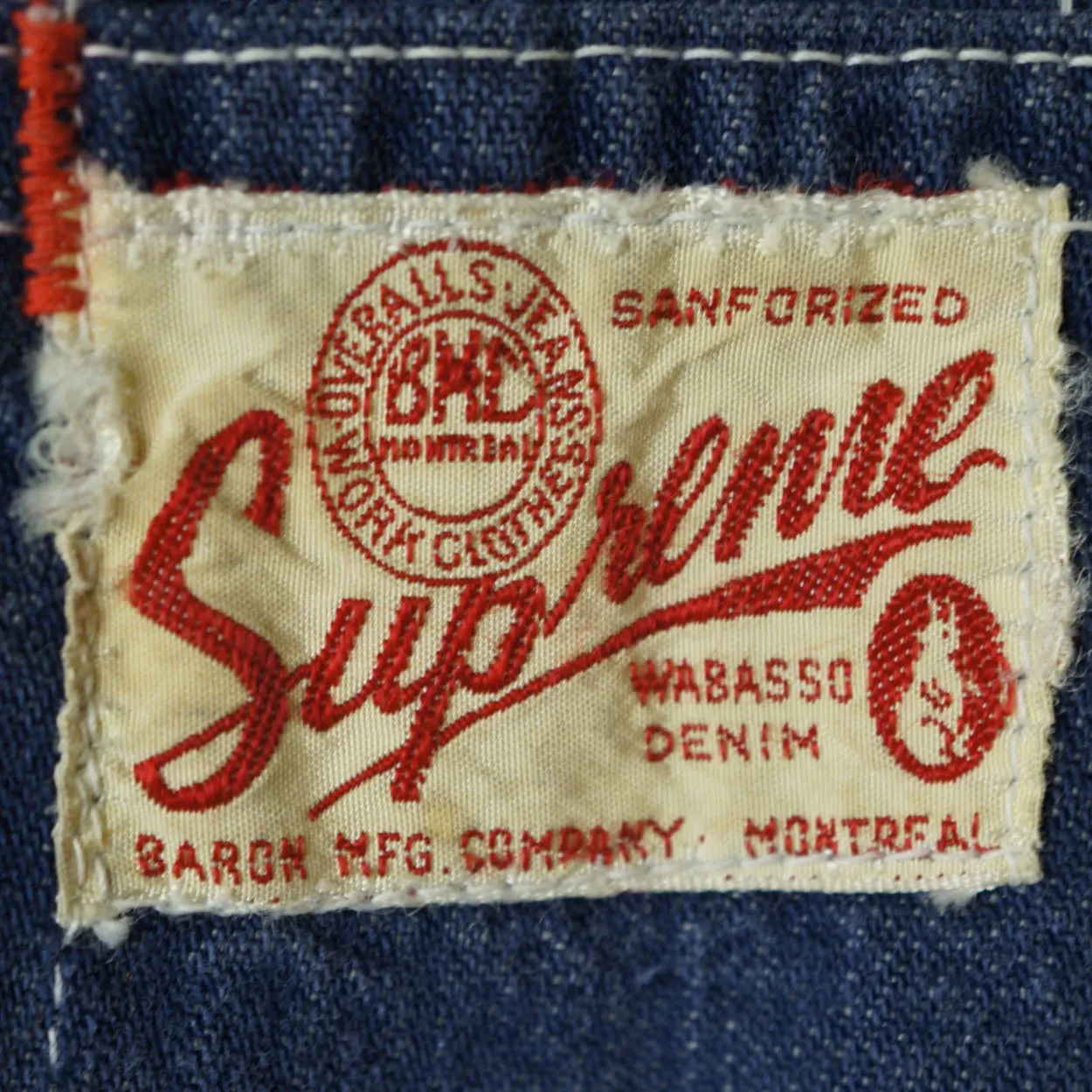 Vintage Denim Workwear Overalls Coveralls Supreme Canada Wabasso 1950s