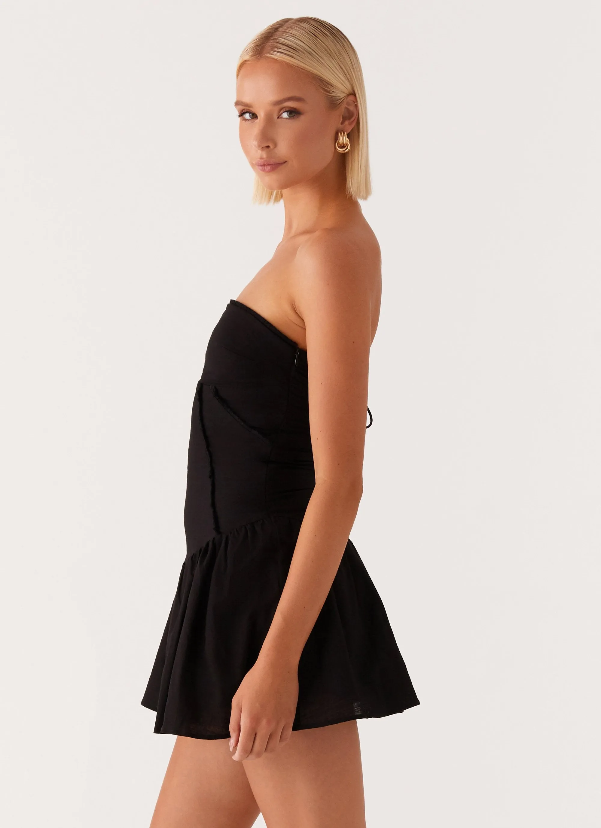 Travel Light Larnie Linen Mini Dress - Black