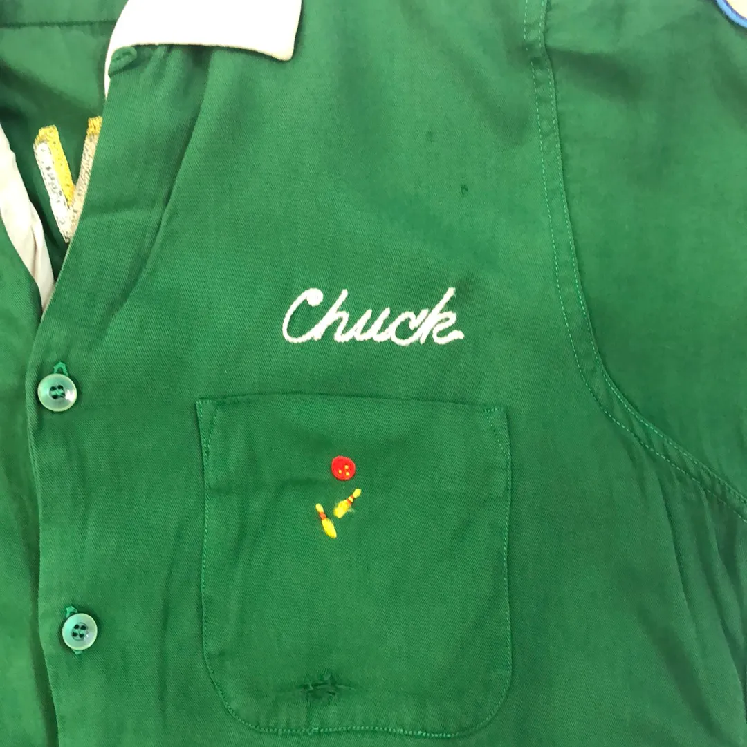 Vintage Green Bowling Button Up