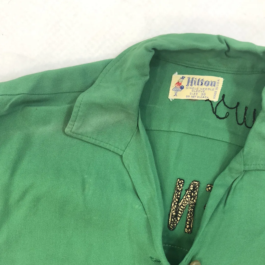 Vintage Green Hilton Bowling Button Up