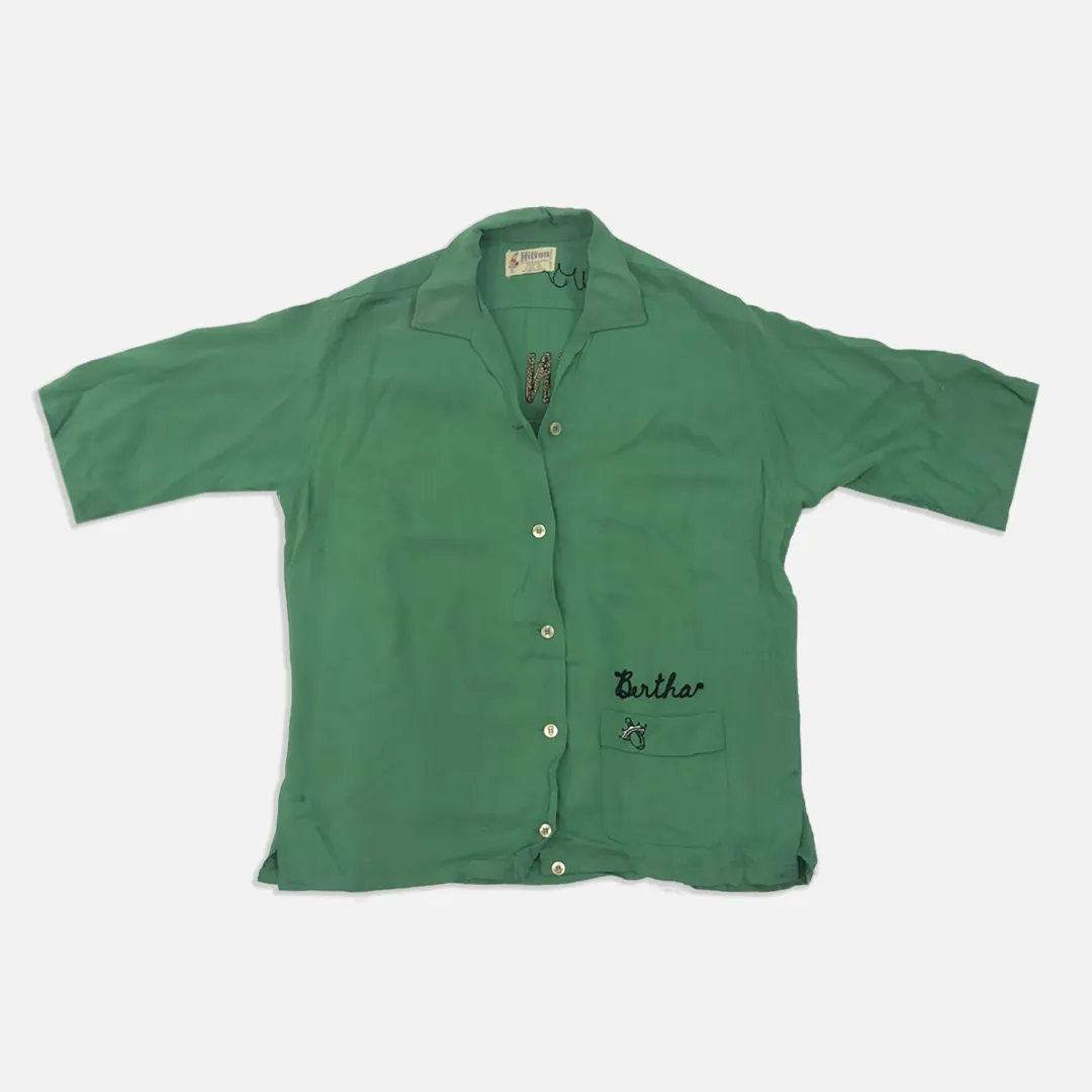 Vintage Green Hilton Bowling Button Up