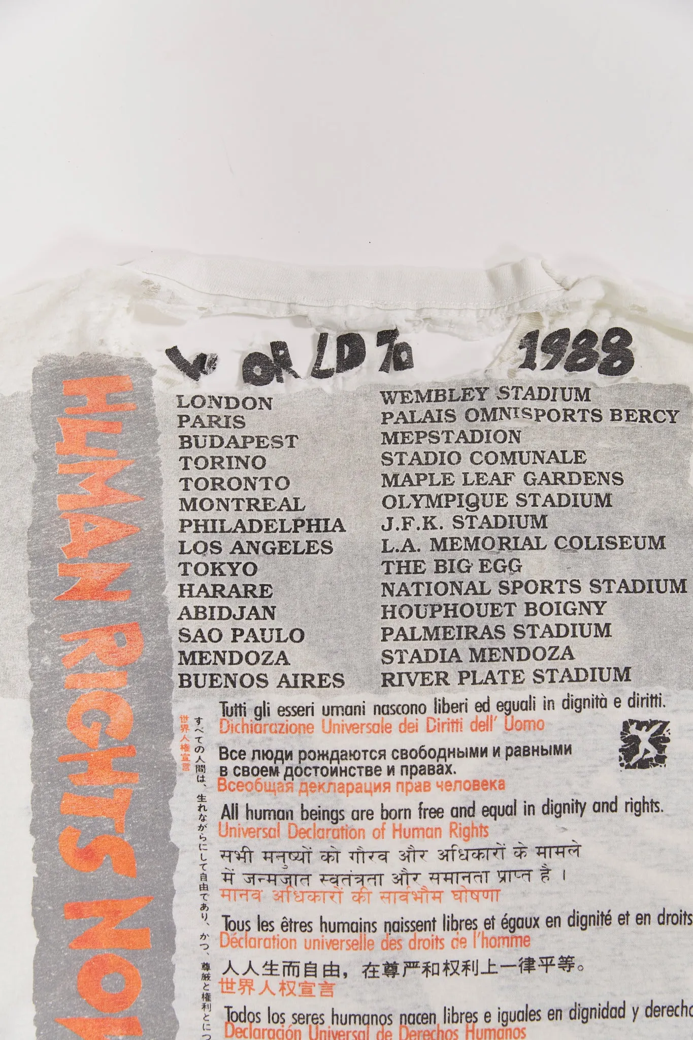 Vintage Human Rights Now! World Tour 1988 T-Shirt (Men's Boxy Large)