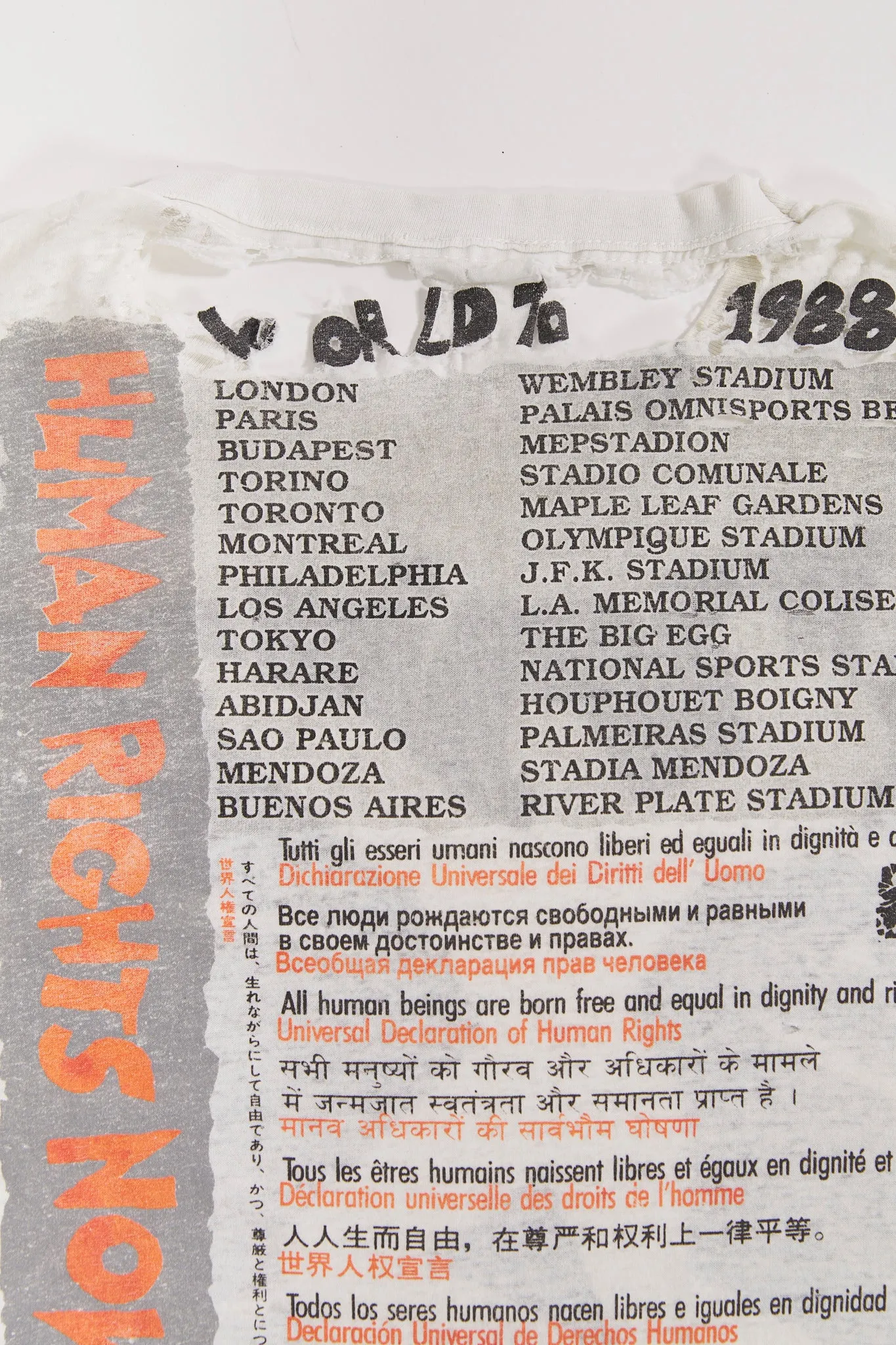 Vintage Human Rights Now! World Tour 1988 T-Shirt (Men's Boxy Large)