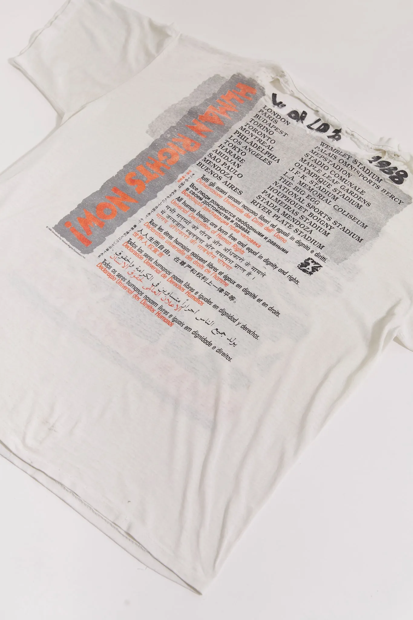Vintage Human Rights Now! World Tour 1988 T-Shirt (Men's Boxy Large)