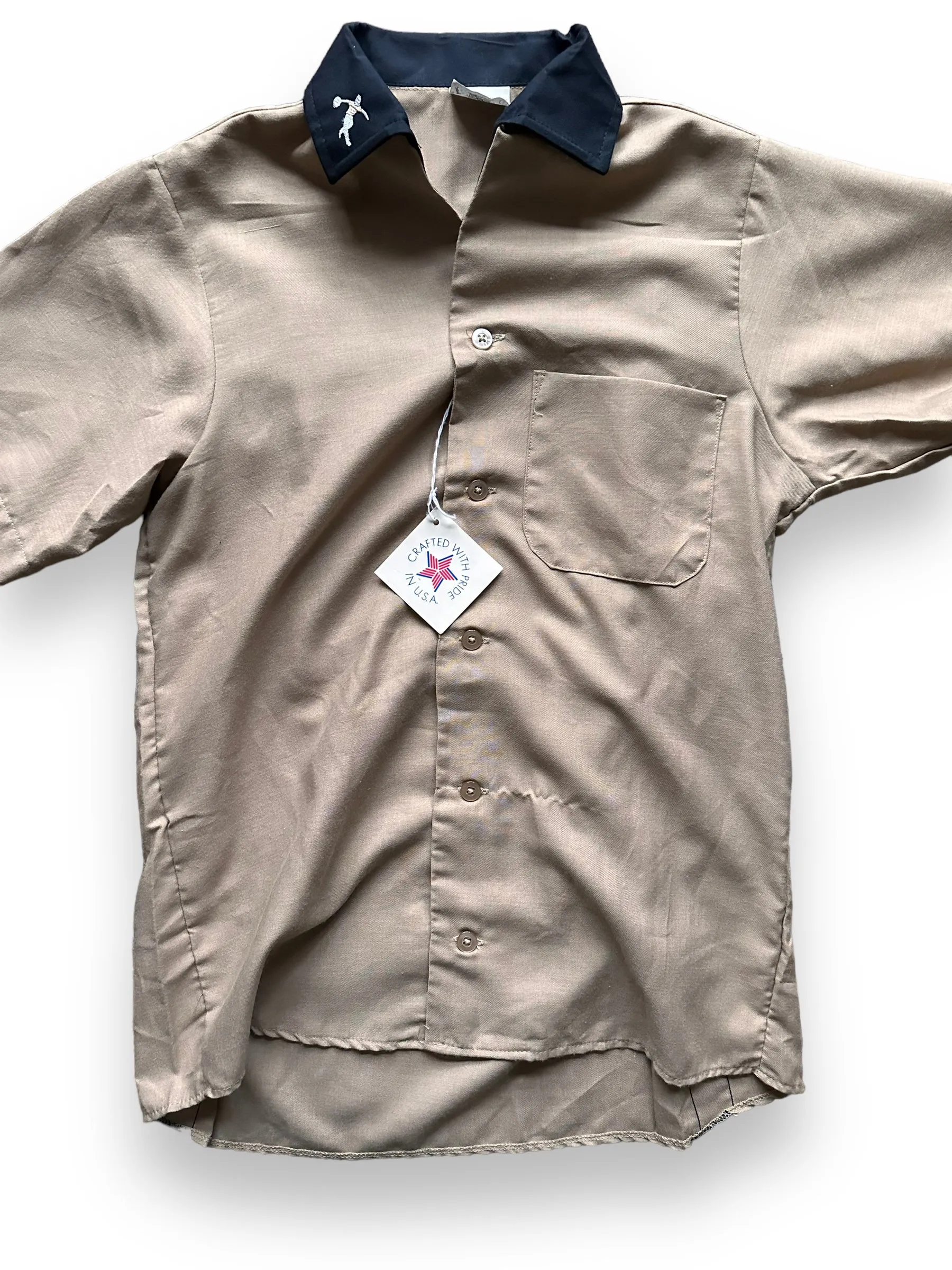 Vintage NOS King Louie Tan & Black Bowling Shirt SZ S | Vintage Bowling Shirt Seattle | Barn Owl Vintage Seattle
