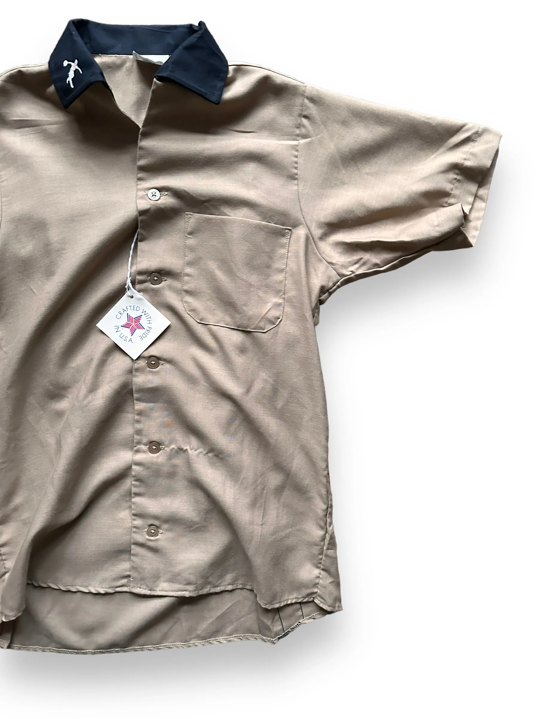 Vintage NOS King Louie Tan & Black Bowling Shirt SZ S | Vintage Bowling Shirt Seattle | Barn Owl Vintage Seattle