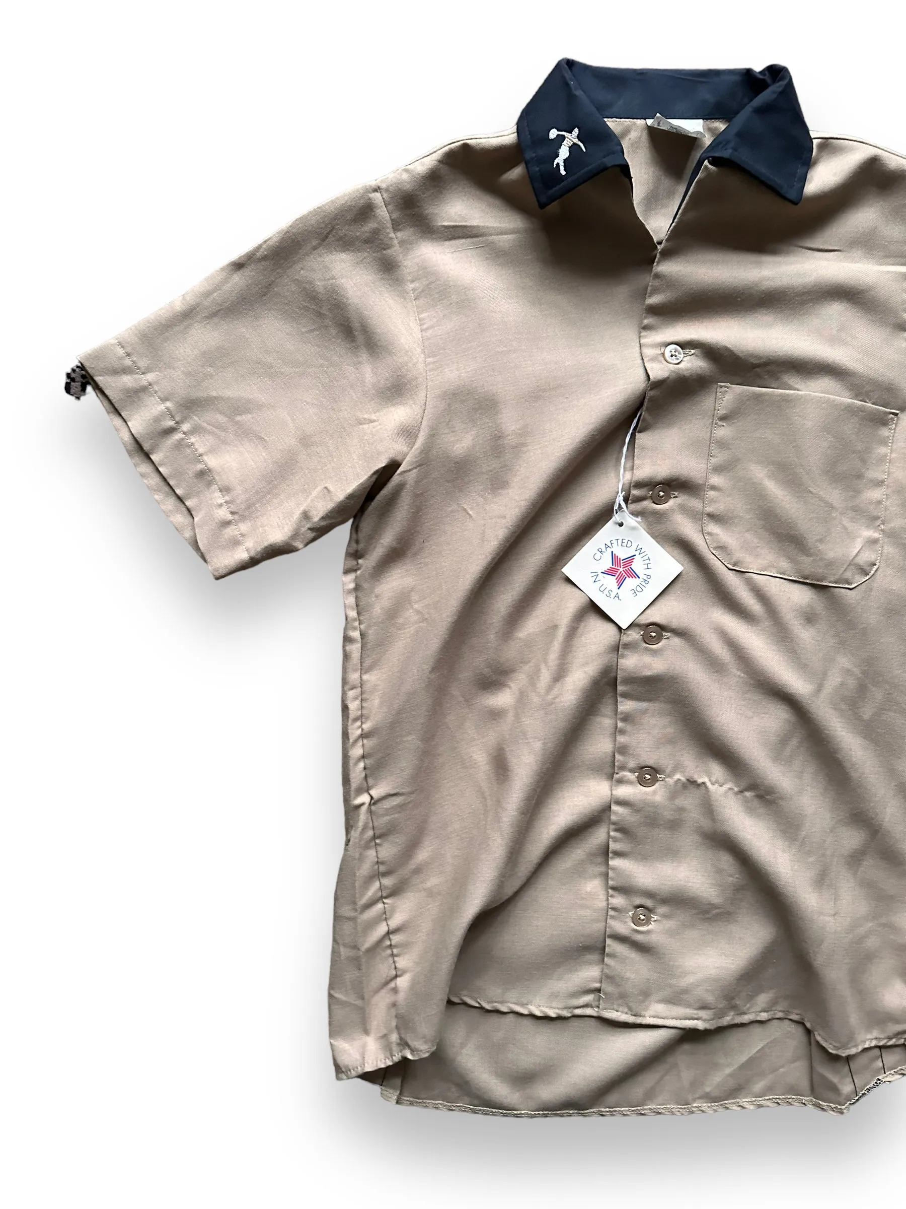 Vintage NOS King Louie Tan & Black Bowling Shirt SZ S | Vintage Bowling Shirt Seattle | Barn Owl Vintage Seattle