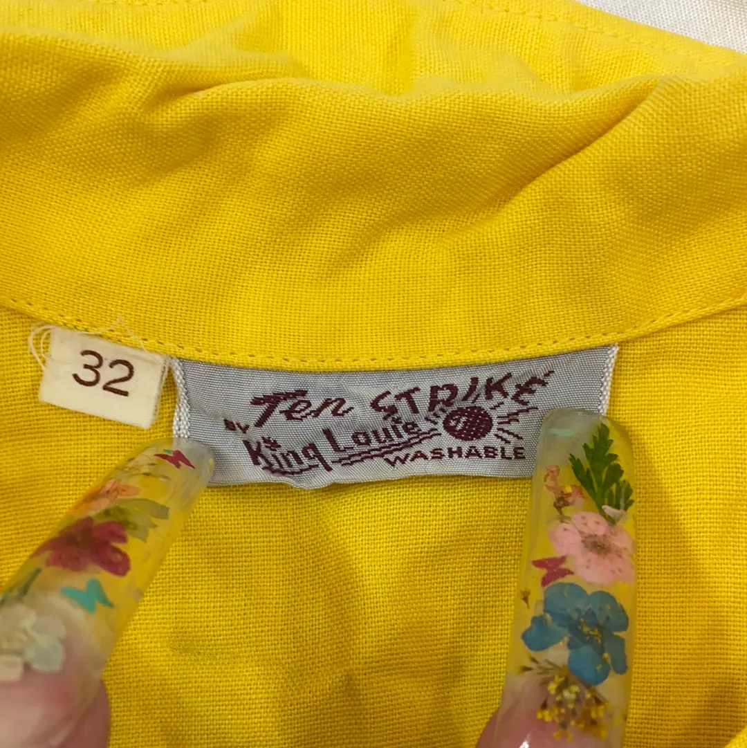 Vintage Yellow Bowling Button Up Yellow 1950s-1960s