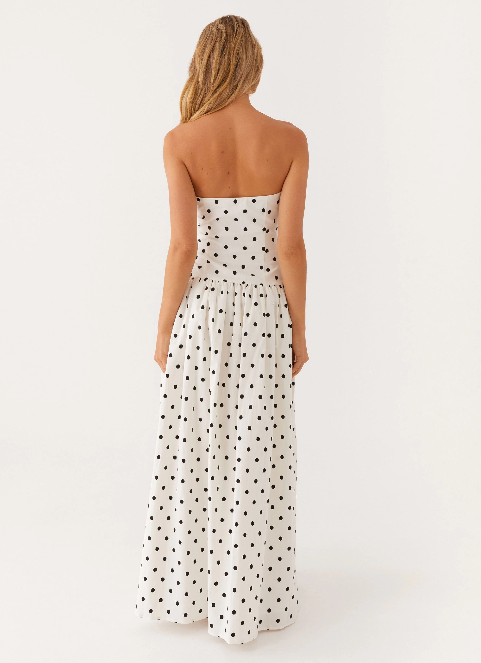 Evening Glow Andorra Maxi Dress - White Polkadot