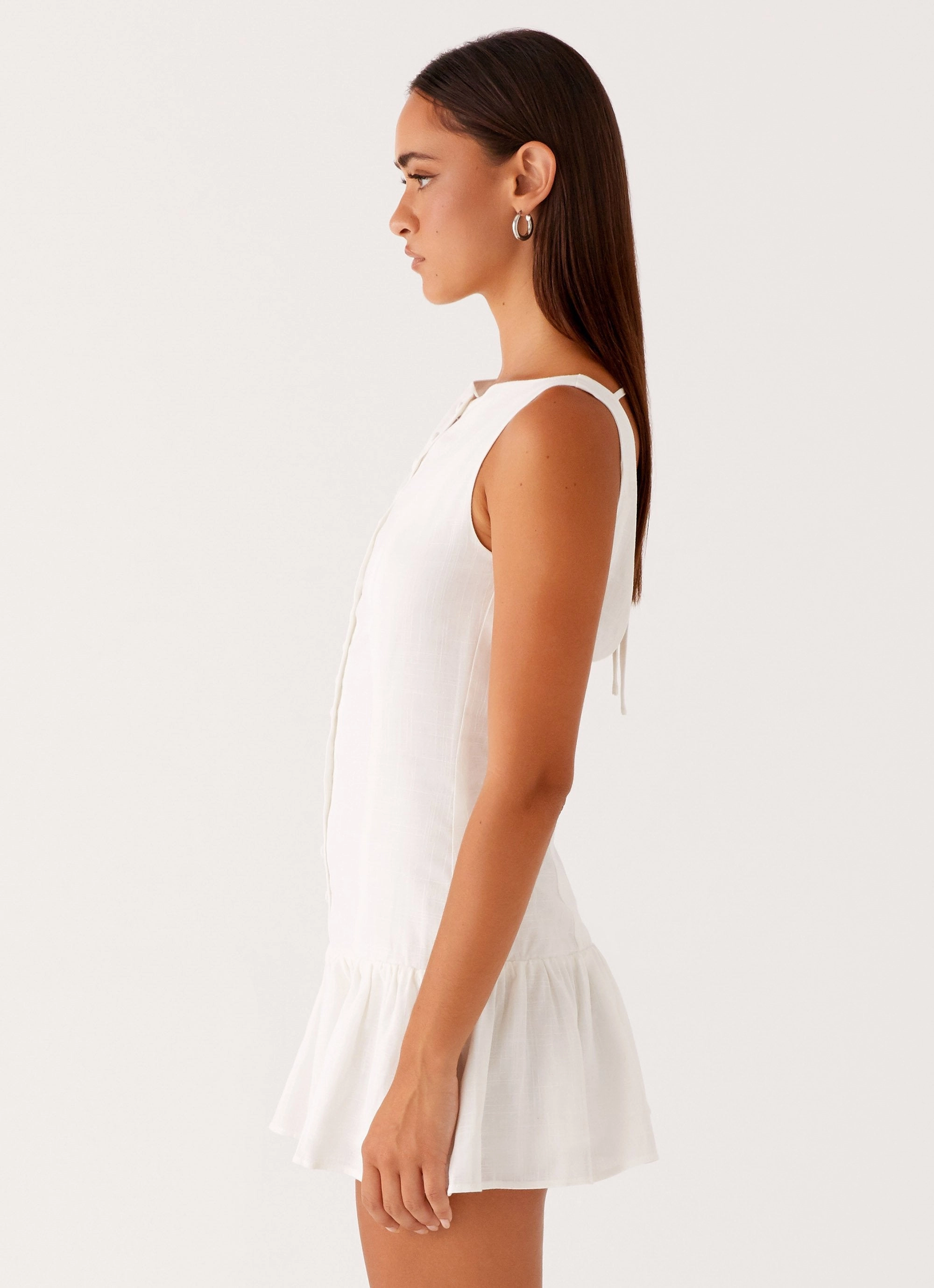 Grace Color Meggie Linen Mini Dress - White