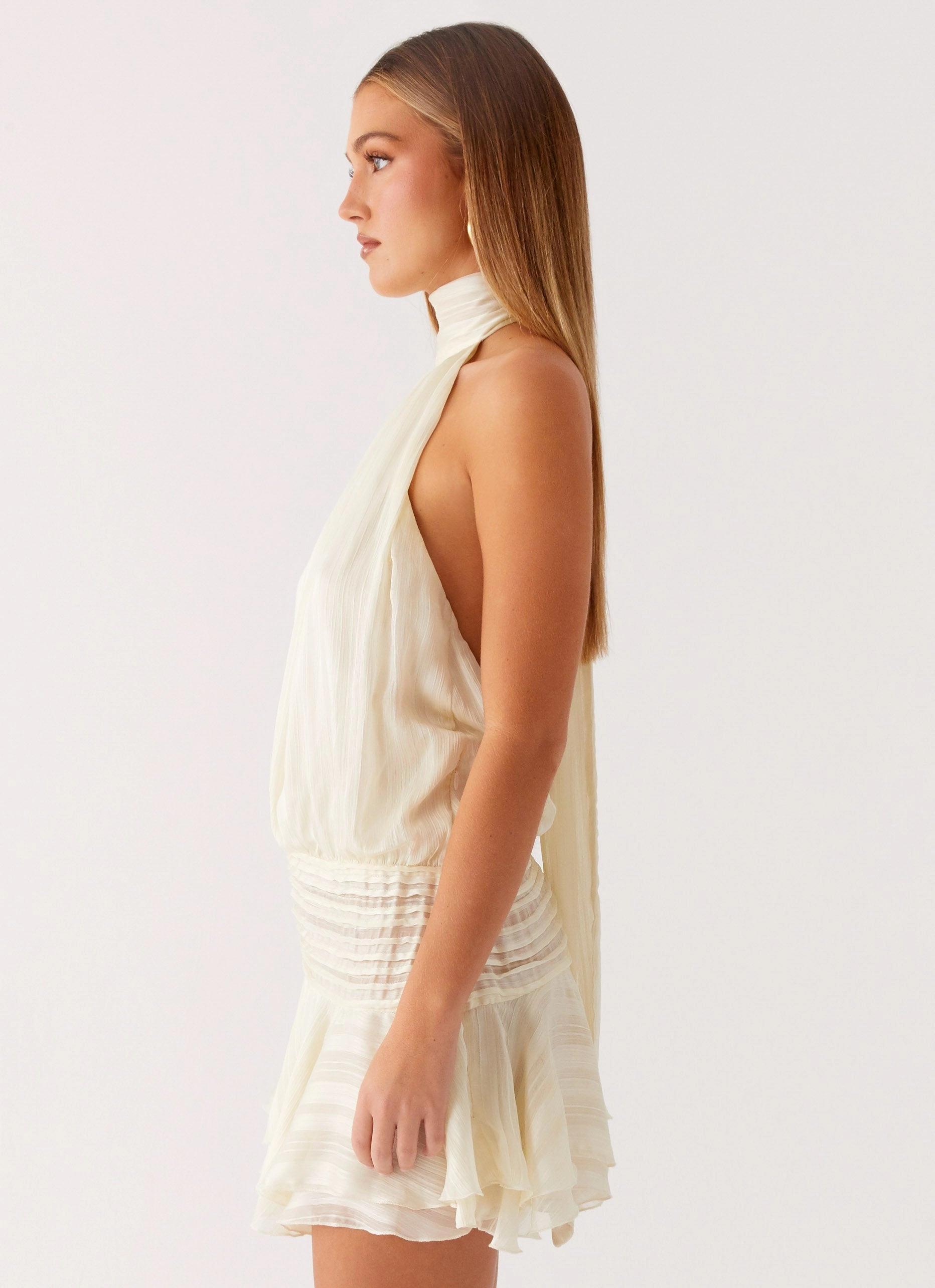 Willow Chiffon Mini Dress - Ivory Sporty-Look Breathable Feel