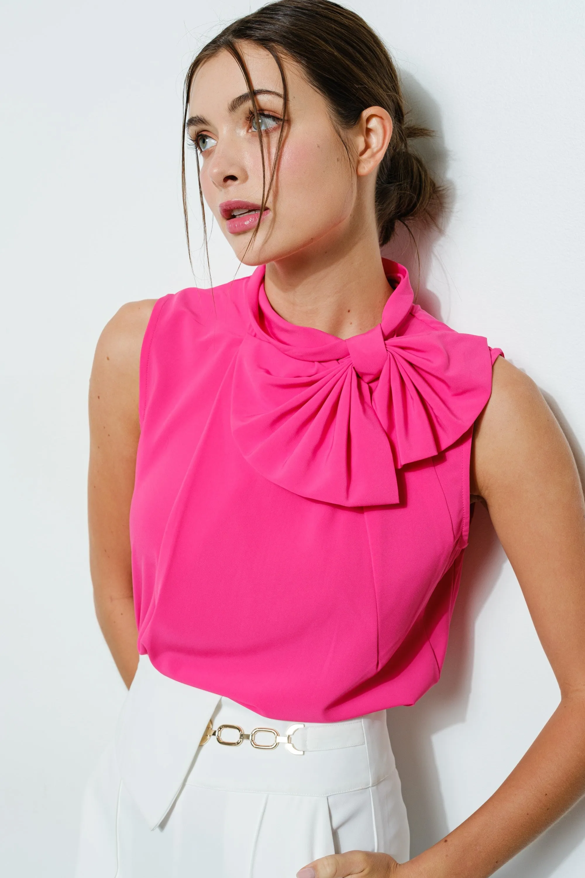 MultiFunctionalPockets Fashionable Style Violet Bow Blouse (FINAL SALE)