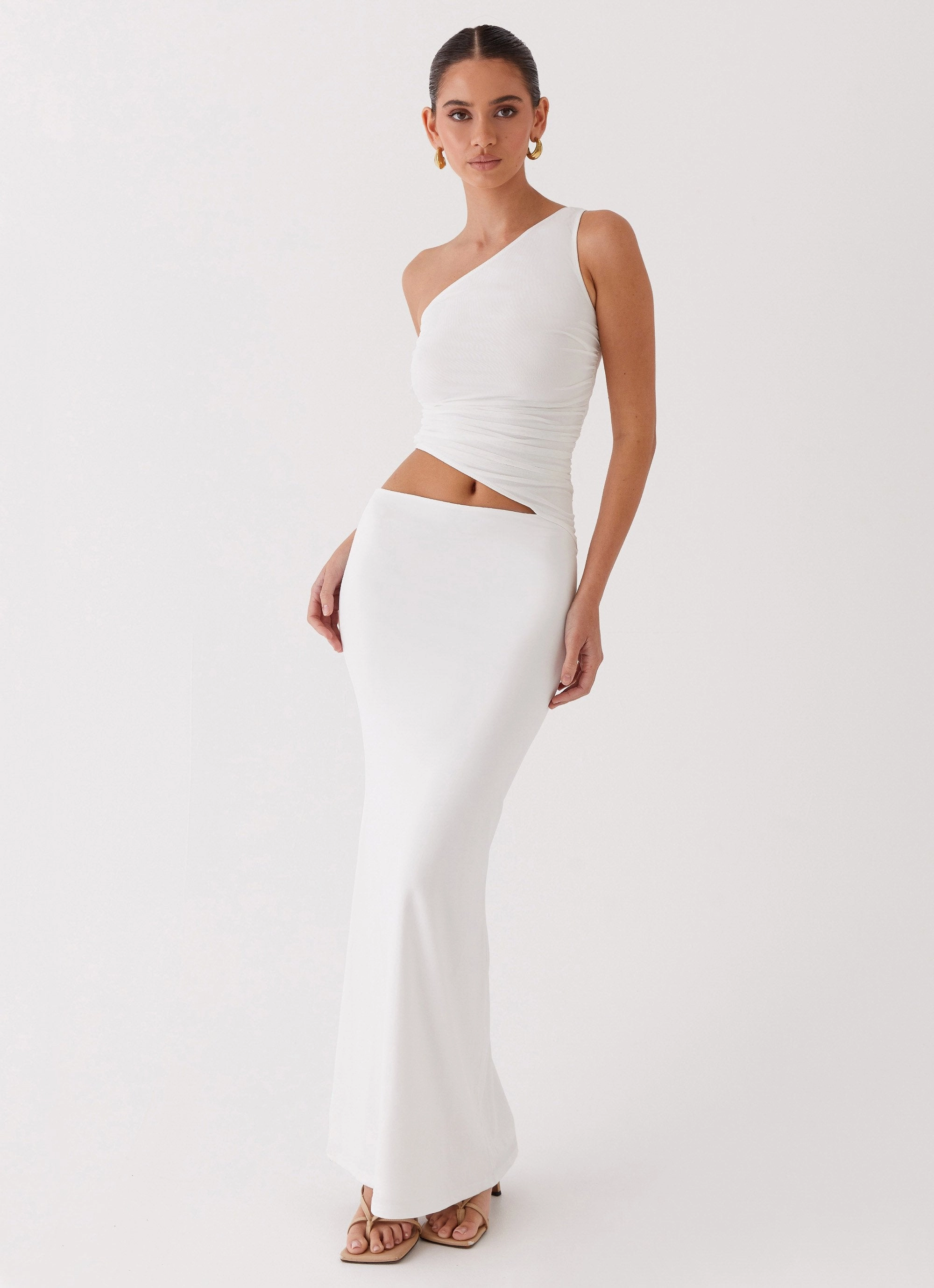 Warranty-Included Seranella One Shoulder Maxi Dress - White