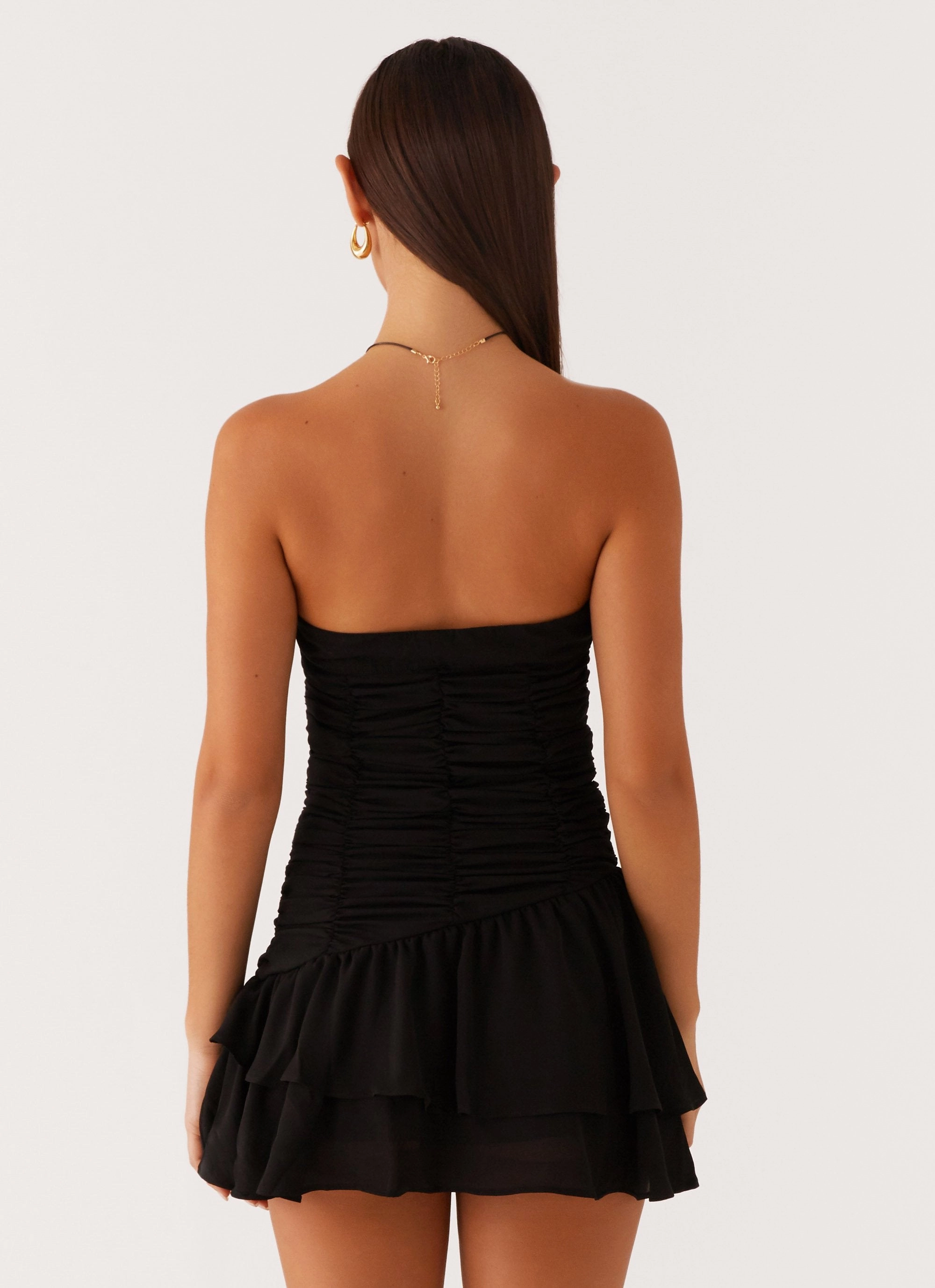Viviana Mini Dress - Black Textured Surface