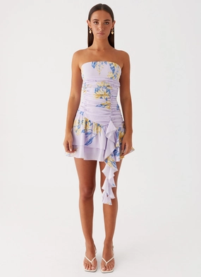 Viviana Mini Dress - Lavender Contemporary Style Drape Wave